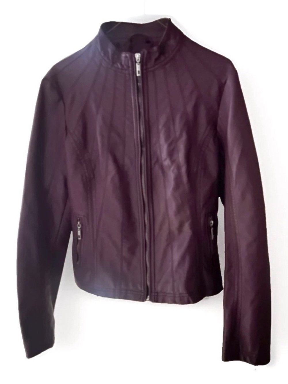 Lock & Love Burgundy Faux Leather Moto Jacket Women’s M